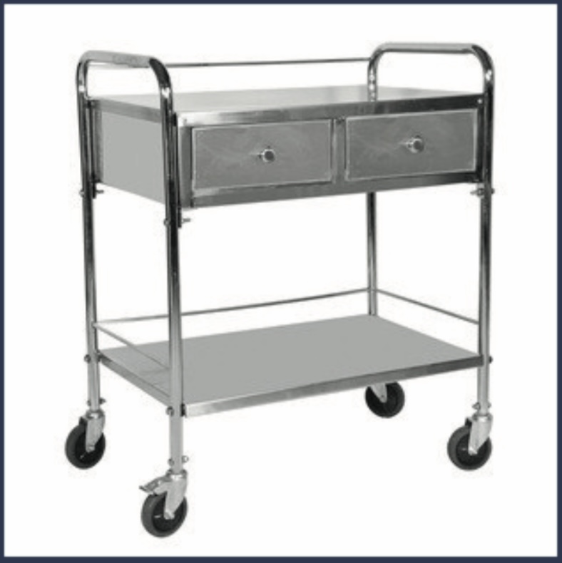 Double Drawer Trolley — Scanda Enterprises, medical supplies Moosapet Hyderabad